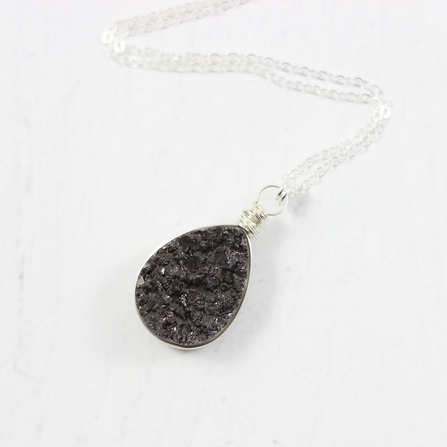 Black druzy necklace best sale