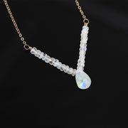 Rainbow Moonstone Rose Gold Bridal Necklace