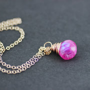 Pink Moonstone Rose Gold Dangle Necklace