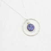 Purple Druzy Geode Sterling Silver Pendant Necklace