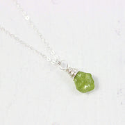 Raw Peridot Sterling Silver Gemstone Necklace