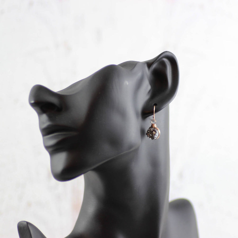 Rose Gold Druzy Geode Bridesmaid Dangle Earrings