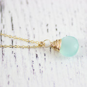 Light Aqua Gold Filled Chalcedony Necklace