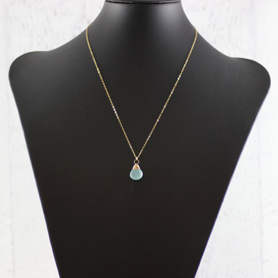Light Aqua Gold Filled Chalcedony Necklace