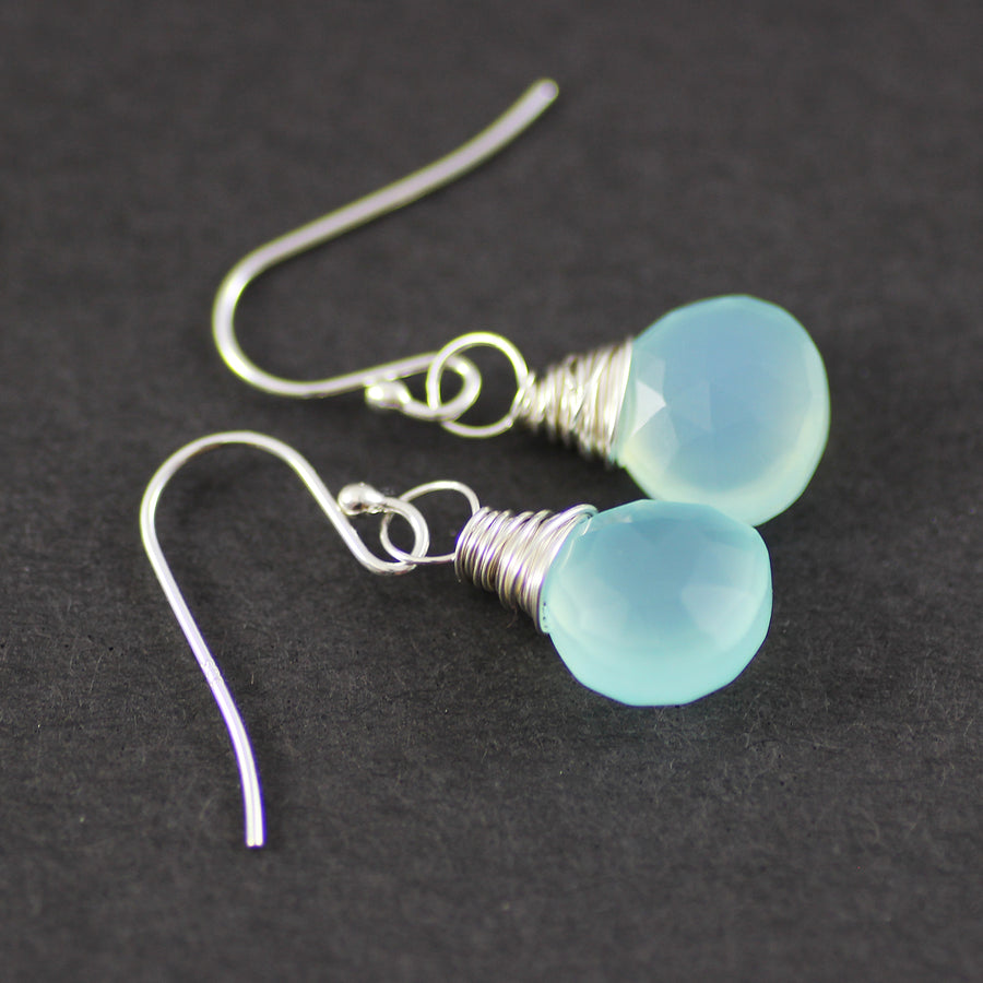 Light Aqua Sterling Silver Gemstone Earrings