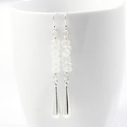 Long Rainbow Moonstone Sterling Silver Earrings