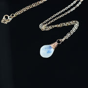 Rainbow Moonstone Rose Gold Teardrop Necklace