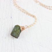 Raw Labradorite Rose Gold Pendant Necklace