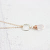 Pink Rose Quartz Mixed Metal Necklace in Sterling Silver and Rose Gold