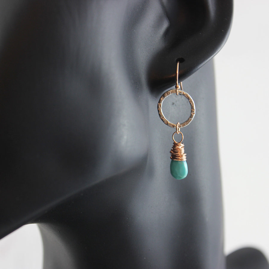 Turquoise Gemstone Mixed Metal Dangle Earrings