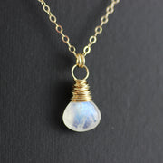 Rainbow Moonstone Gold Stone Necklace