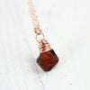 Raw Garnet Gemstone Rose Gold Necklace