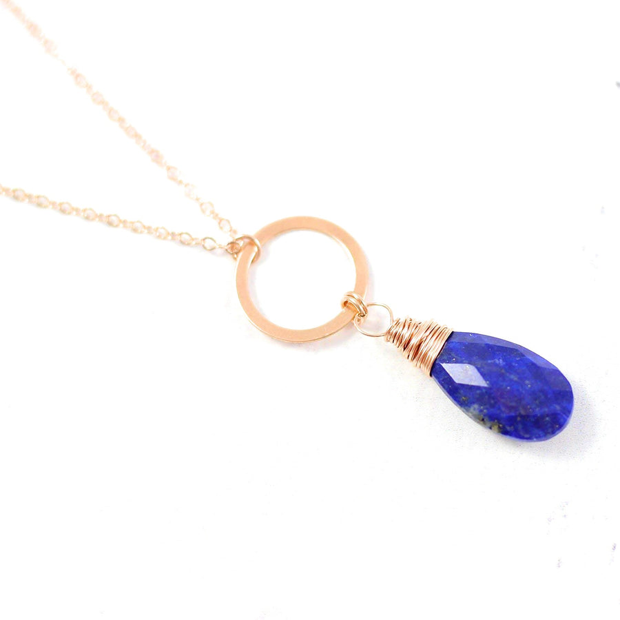 Dark Blue Lapis Lazuli Rose Gold Necklace