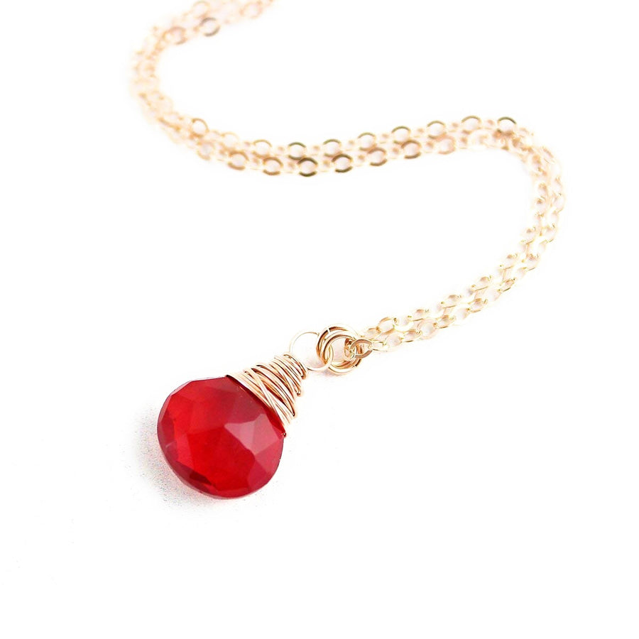 Apple Red Quartz Rose Gold Necklace