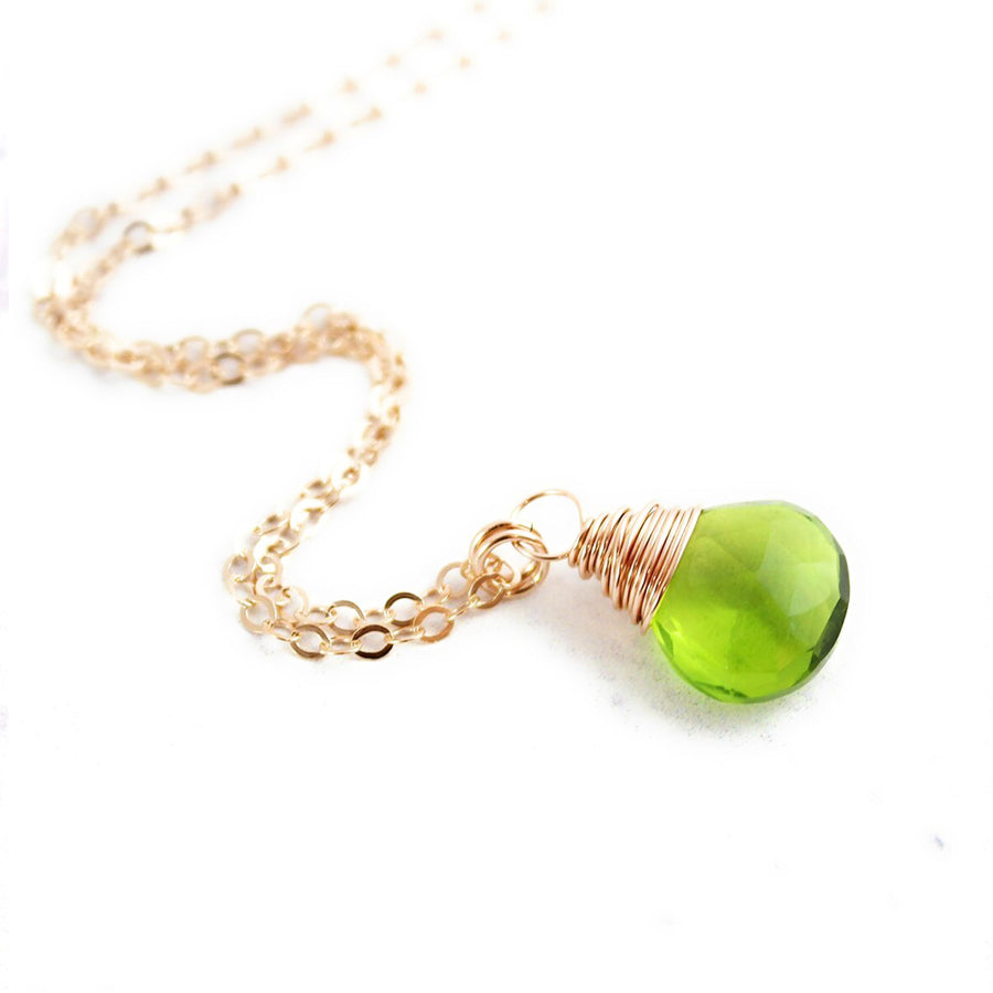 Green Quartz Rose Gold Gemstone Necklace