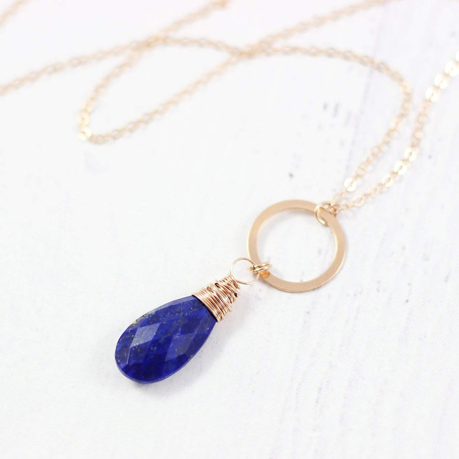 Dark Blue Lapis Lazuli Rose Gold Necklace