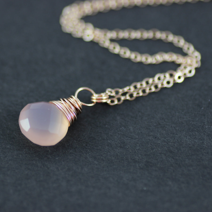 Blush Pink Rose Gold Pendant Necklace