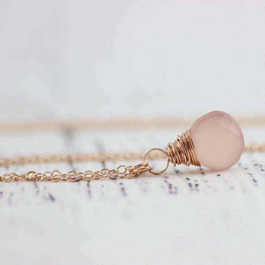 Blush Pink Rose Gold Pendant Necklace
