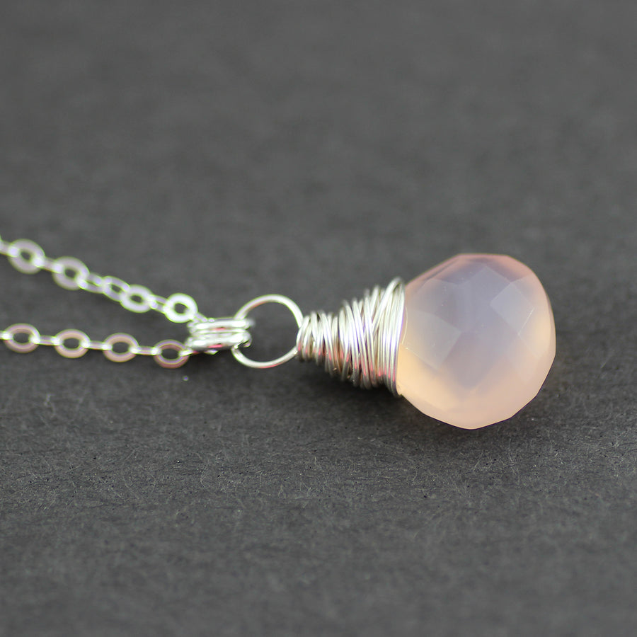 Blush Pink Sterling Silver Gemstone Necklace