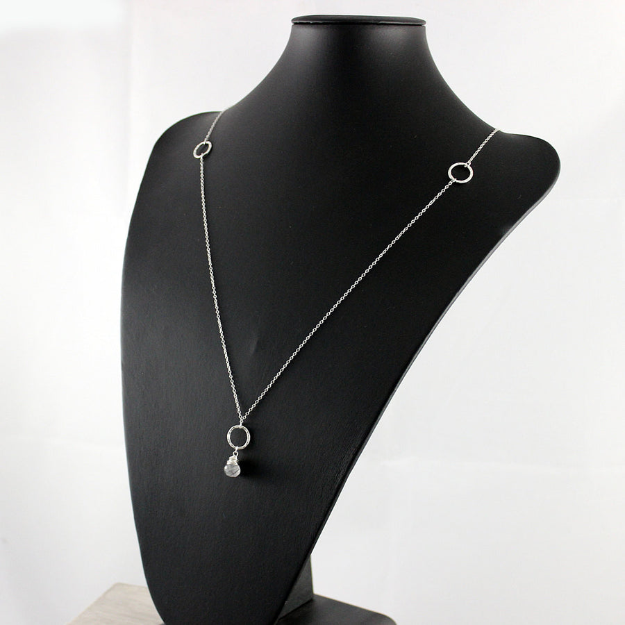 Long Sterling Silver Rutilated Quartz Necklace - As Worn on Chicago PD