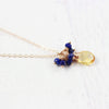 Yellow Citrine and Blue Lapis Rose Gold Gemstone