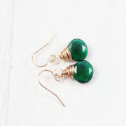 Dark Green Quartz Rose Gold Earrings