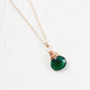 Dark Green Quartz Rose Gold Stone Necklace