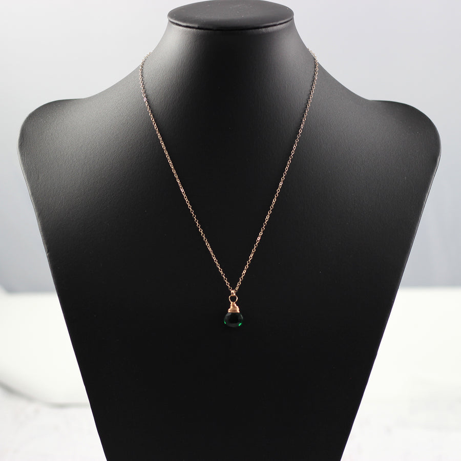 Dark Green Quartz Rose Gold Stone Necklace