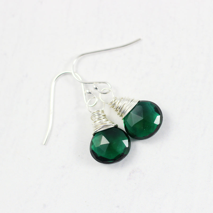  Dark Green Quartz Sterling Silver Earrings