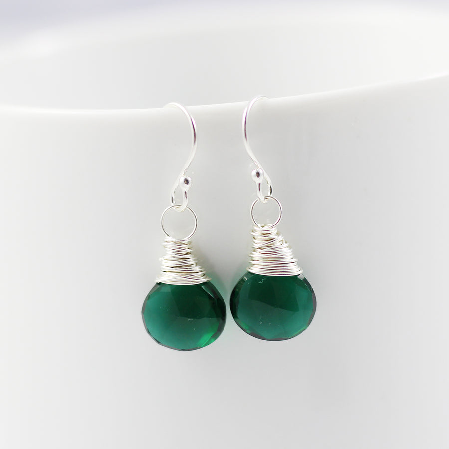  Dark Green Quartz Sterling Silver Earrings