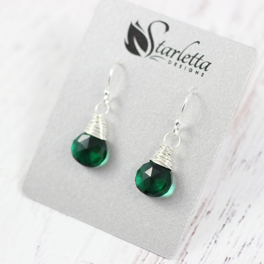  Dark Green Quartz Sterling Silver Earrings