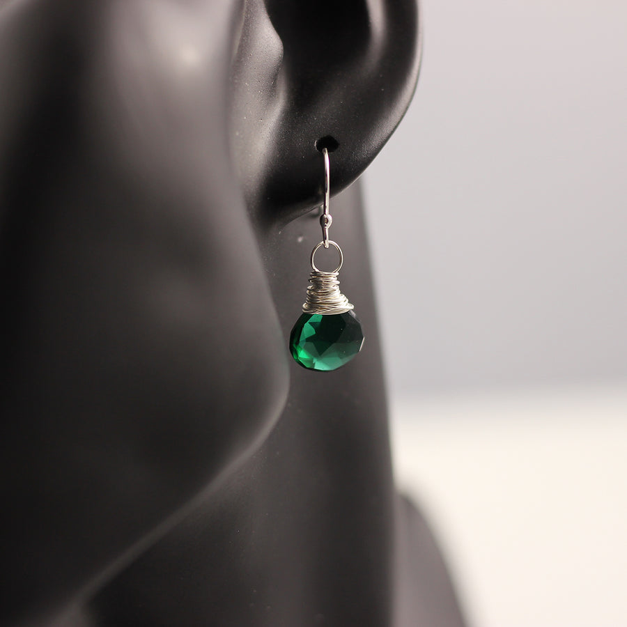  Dark Green Quartz Sterling Silver Earrings