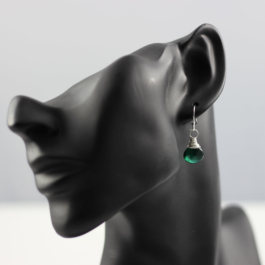  Dark Green Quartz Sterling Silver Earrings