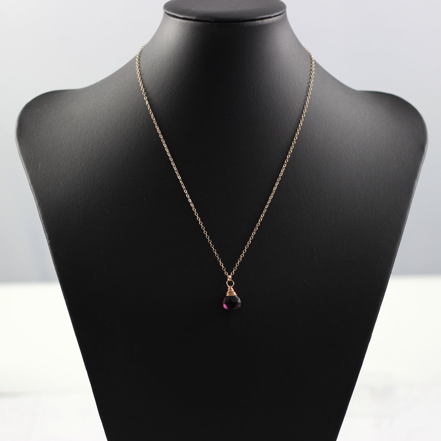 Dark Purple Quartz Rose Gold Stone Necklace
