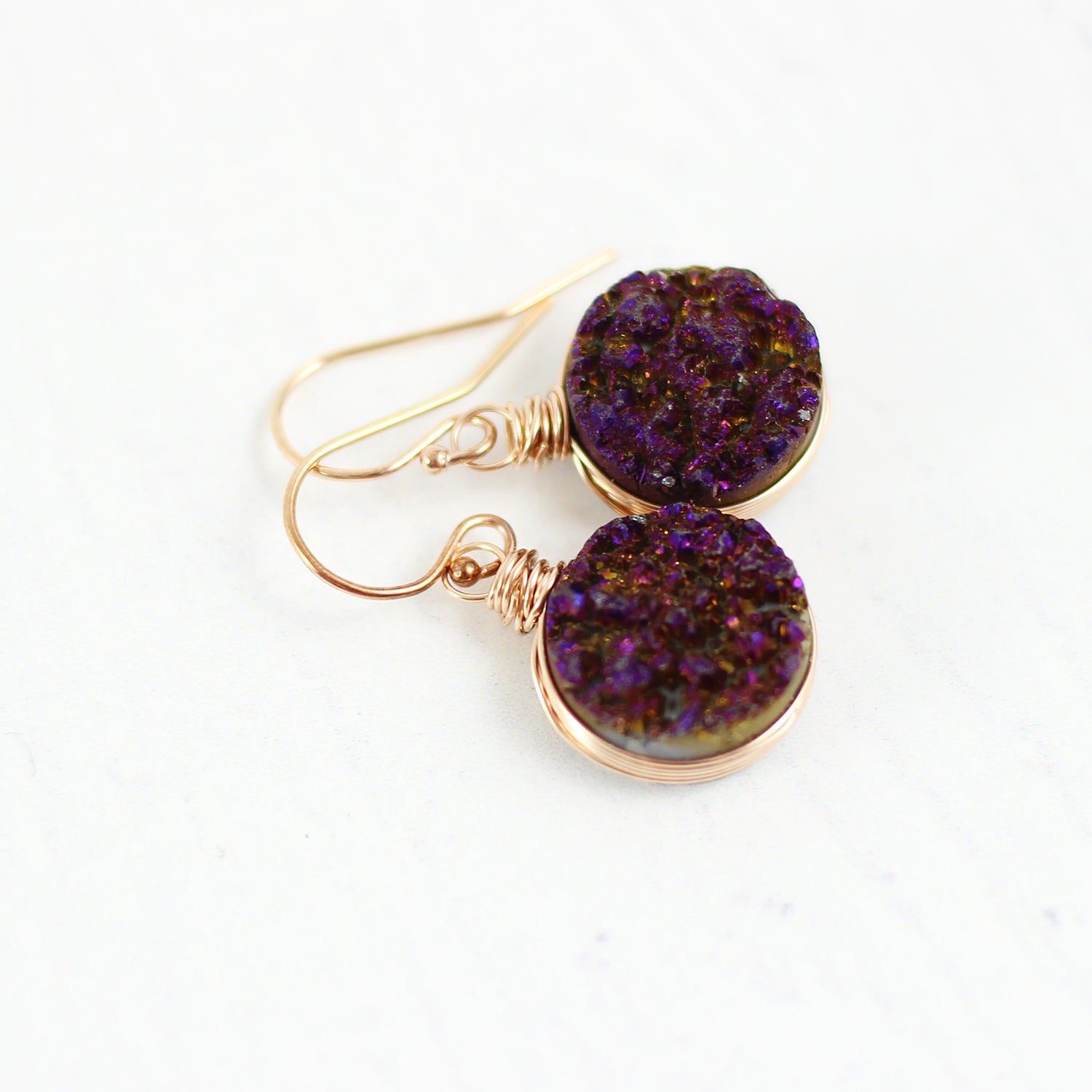 Purple druzy clearance earrings