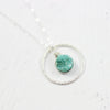 Green Druzy Geode Sterling Silver Pendant Necklace