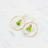 Green Quartz Gemstone Gold Filled Hoop Earrings
