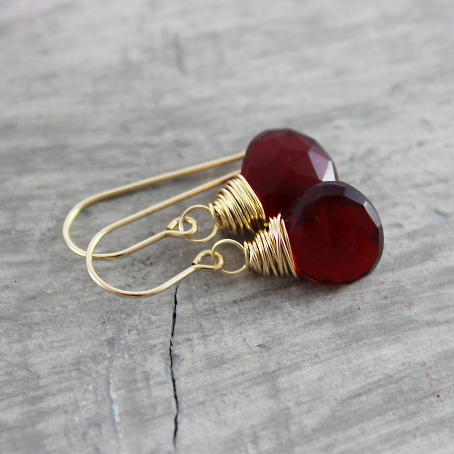 Apple Red Gold Fill Earrings