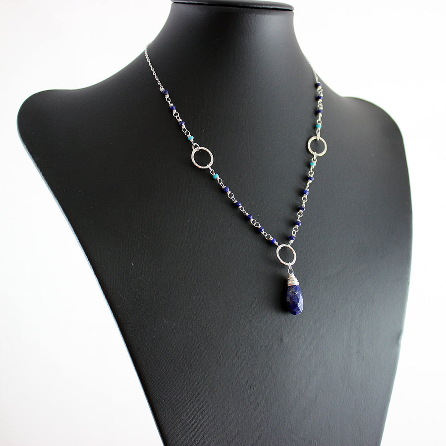 Lapis and Turquoise Sterling Silver Necklace - As Worn on The Vampire Diaries