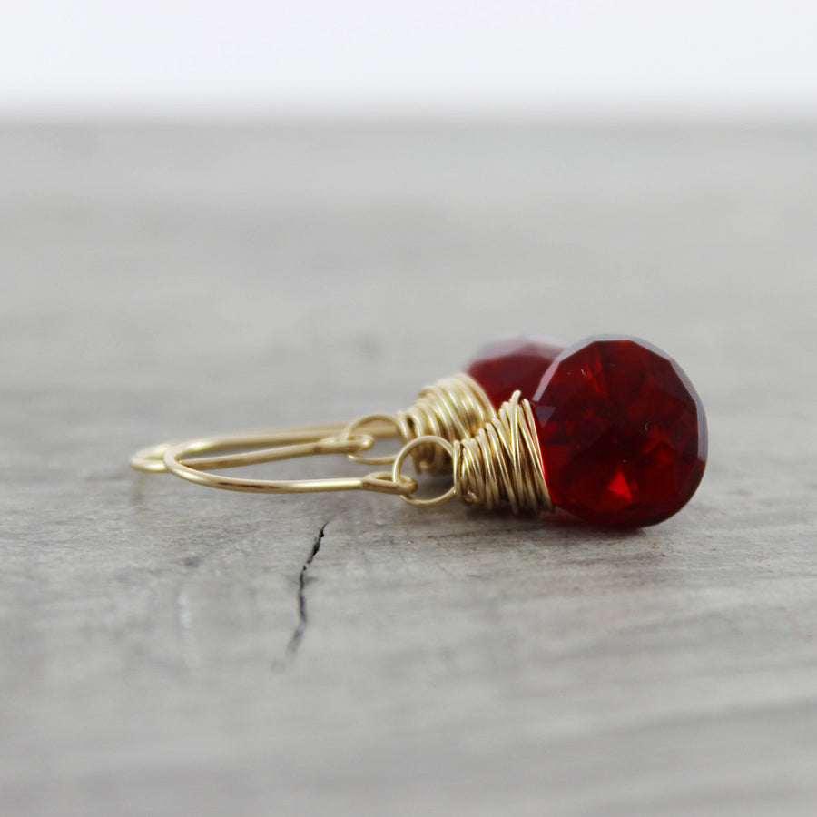 Apple Red Gold Fill Earrings