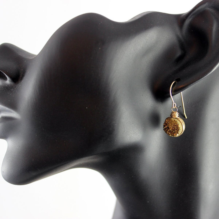 Druzy Geode Gold Circle Earrings