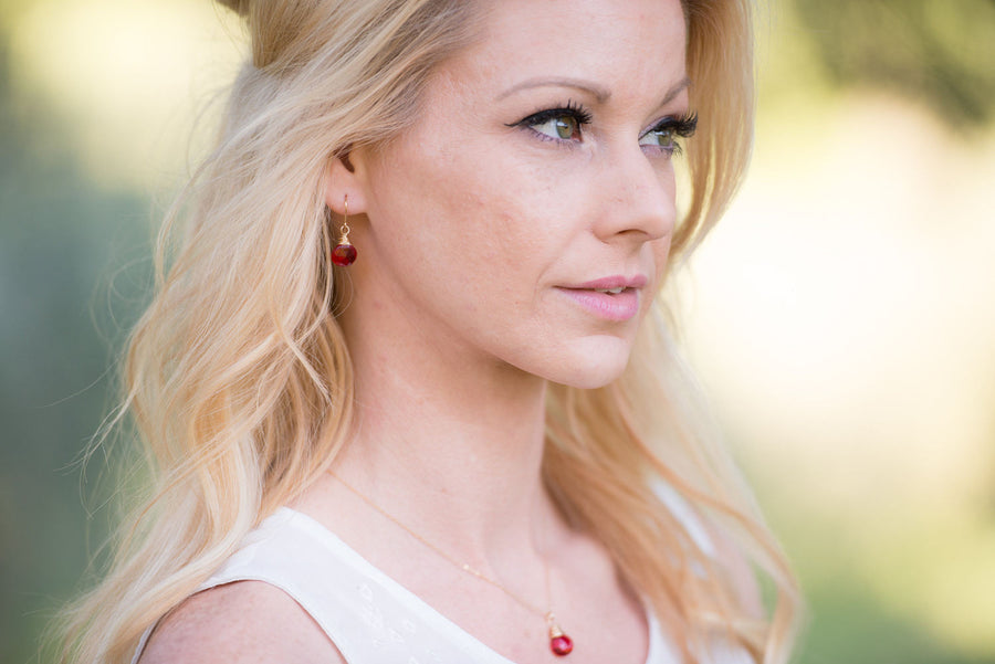 Apple Red Gold Fill Earrings