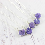 Purple Druzy Sterling Silver Circle Necklace