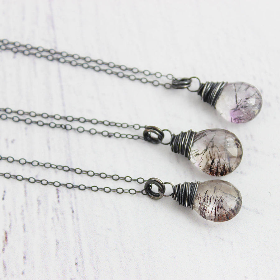Moss Amethyst Oxidized Sterling Silver Necklace