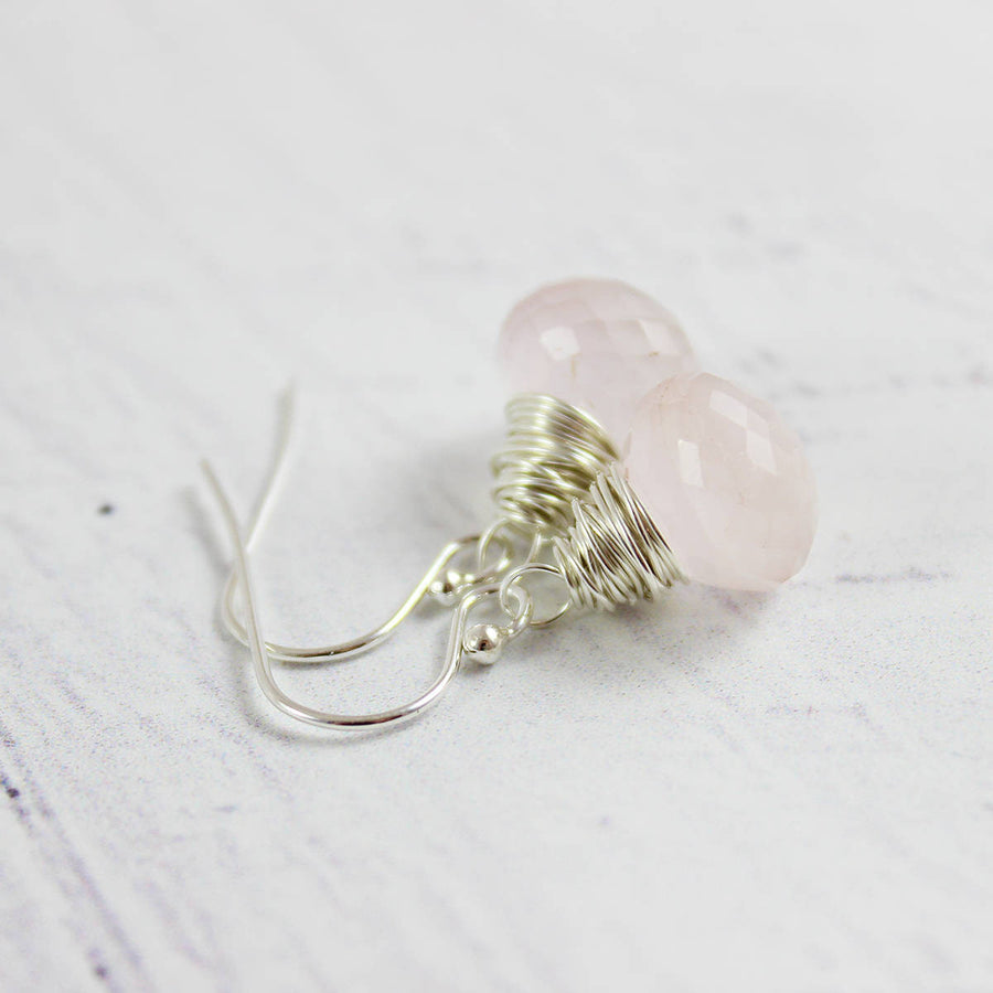 Pink Rose Quartz Sterling Silver Earrings