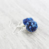 Dark Blue Druzy Sterling Silver Earrings