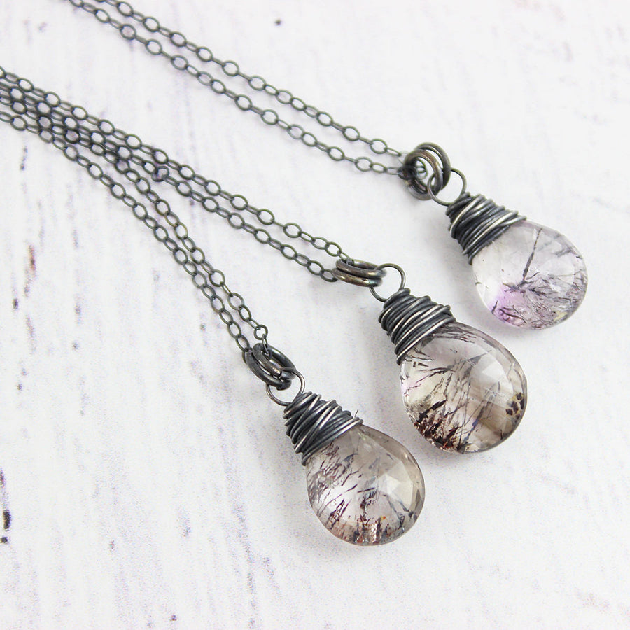 Moss Amethyst Oxidized Sterling Silver Necklace