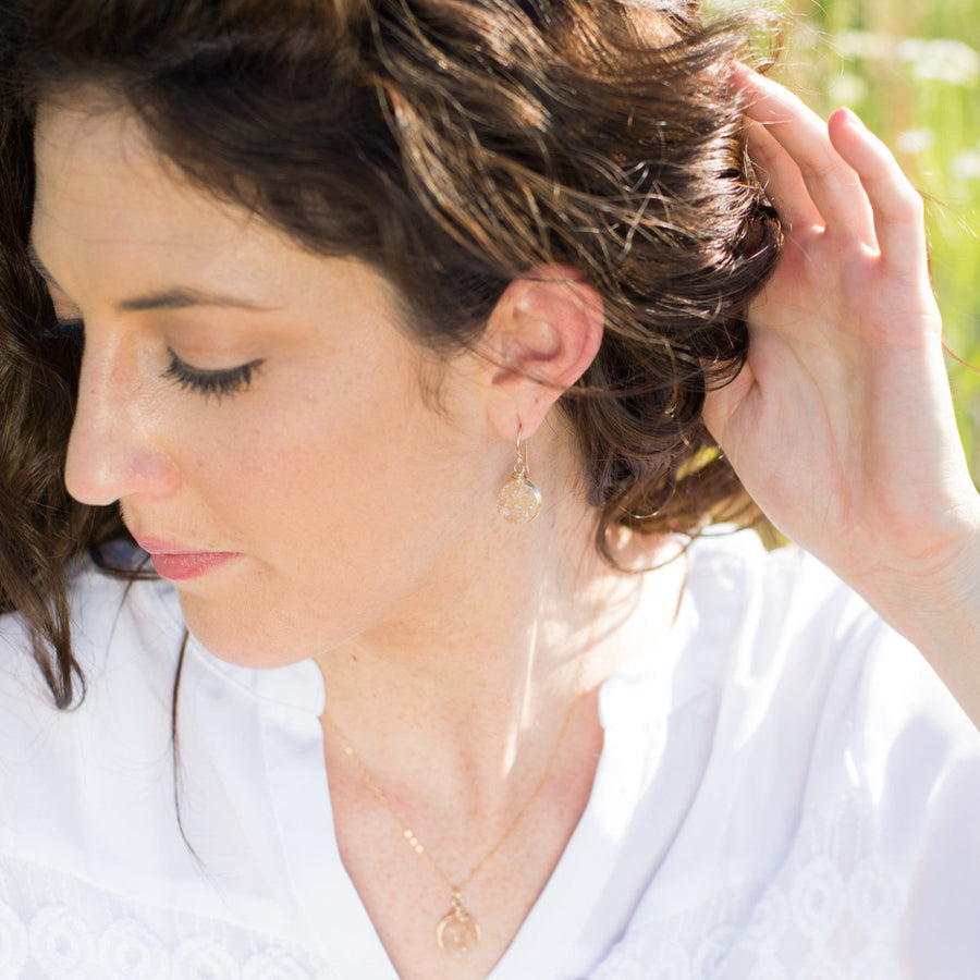 Champagne Druzy Gold Circle Earrings