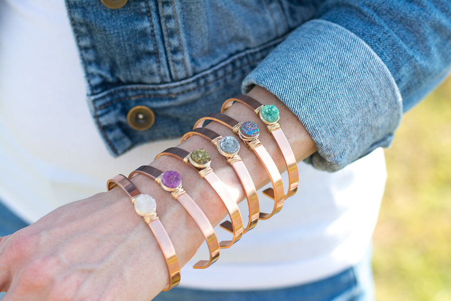 Druzy Stone Metal Cuff Bracelet