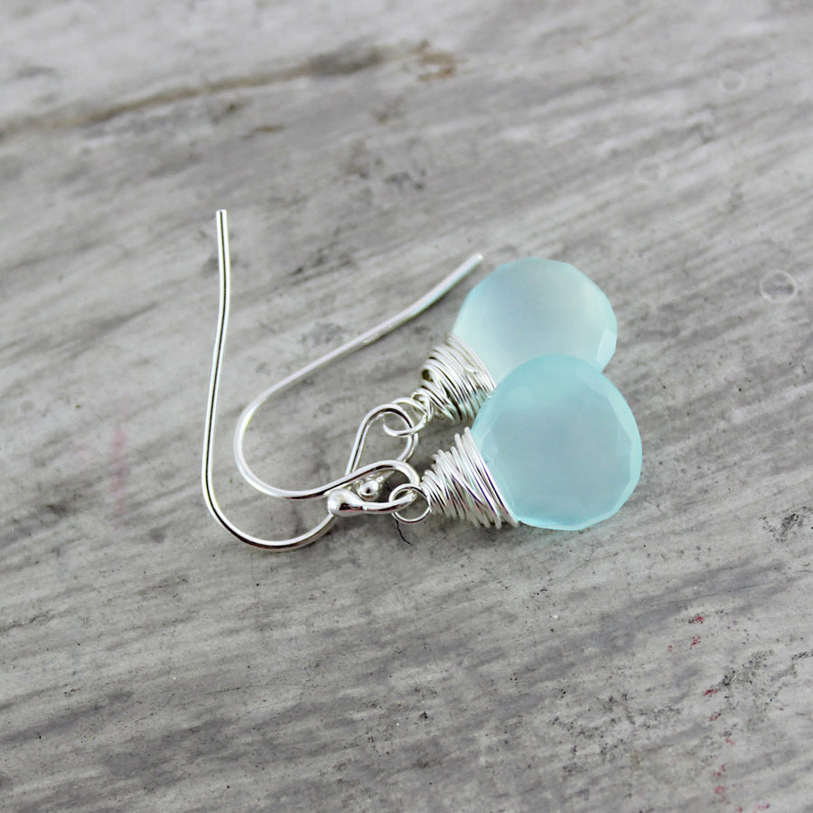 Light Aqua Sterling Silver Gemstone Earrings